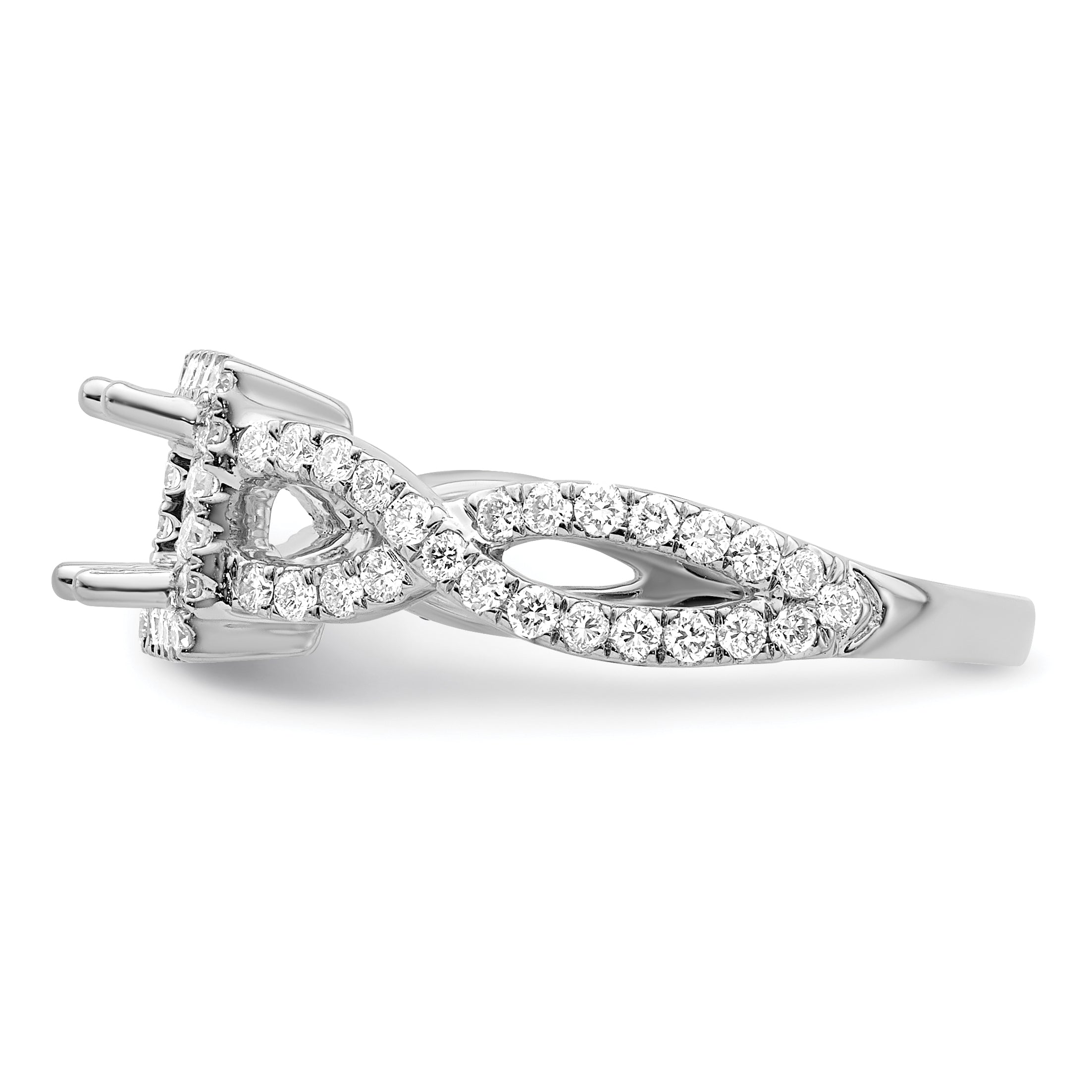 14K White Gold True Origin 1/2 Carat Lab Grown Diamond Vs/Si D E F Semi Mount Princess Halo Engagement Ring