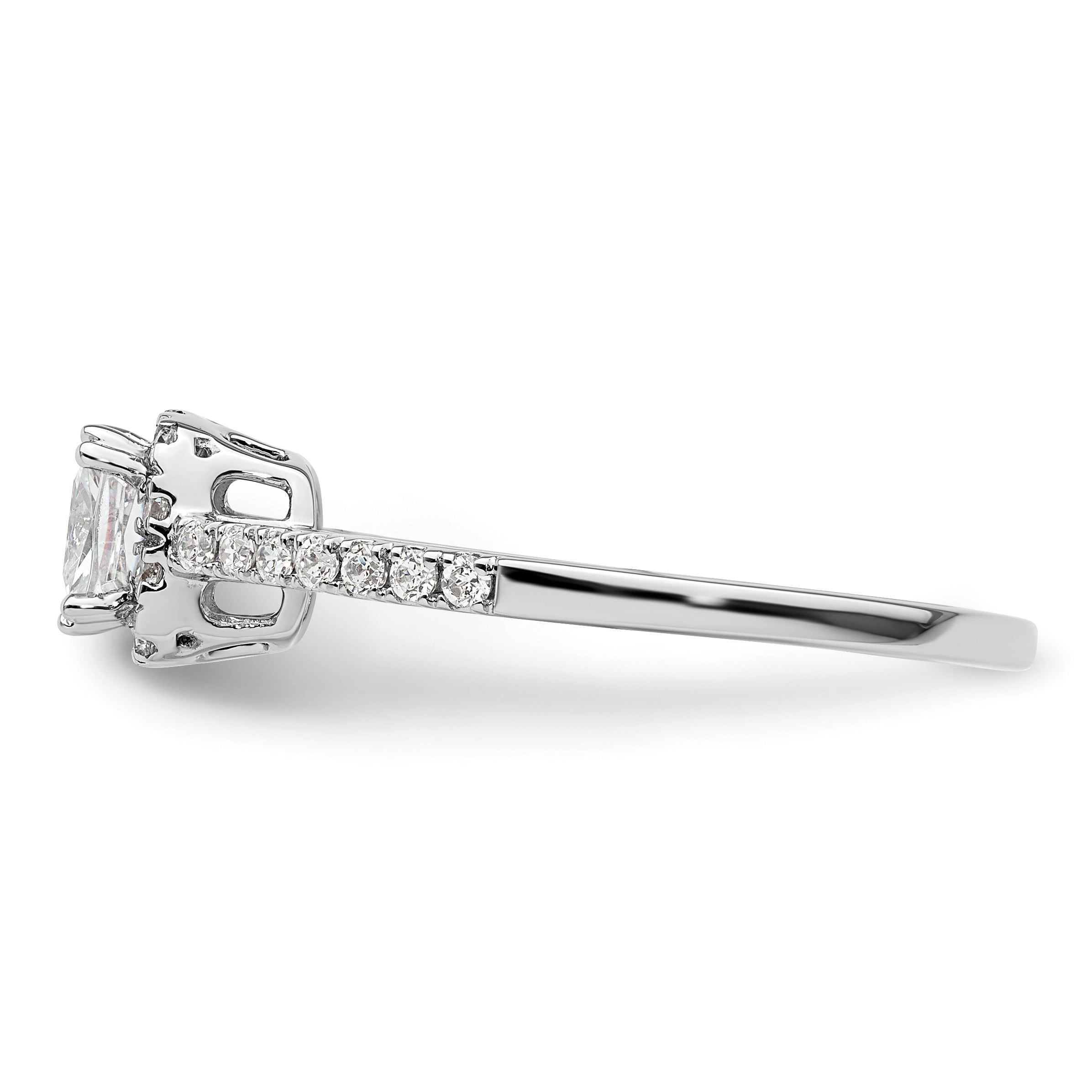 14k White Gold 1/4 Ct. Lab Grown Diamond VS/SI+ G+ 3/4 Ct. Center Cushion Engagement Ring