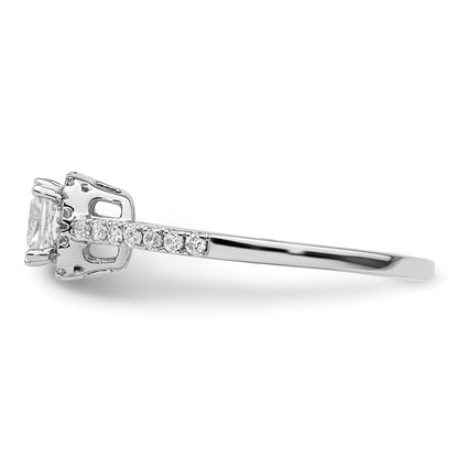 14k White Gold 1/4 Ct. Lab Grown Diamond VS/SI+ G+ 3/4 Ct. Center Cushion Engagement Ring