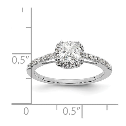14k White Gold 1/4 Ct. Lab Grown Diamond VS/SI+ G+ 3/4 Ct. Center Cushion Engagement Ring