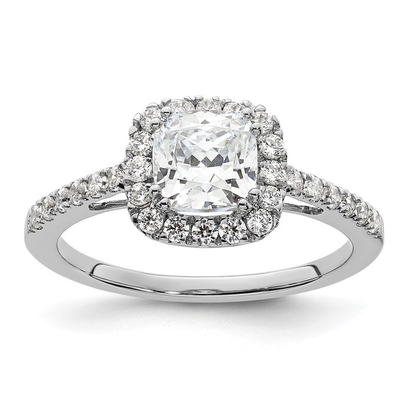 14k White Gold 3/8 Ct. Lab Grown Diamond VS/SI+ G+ 7/8 Ct. Center Cushion Engagement Ring