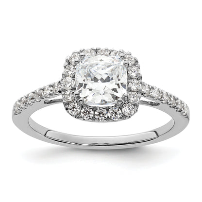14k White Gold 3/8 Ct. Lab Grown Diamond VS/SI+ G+ 7/8 Ct. Center Cushion Engagement Ring