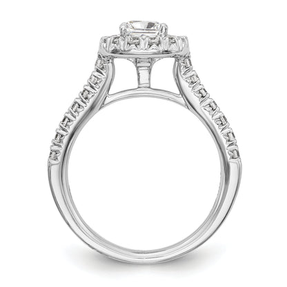 14K White Gold Halo Plus (Holds 1/2 Carat (4.8mm) Cushion Center) 3/4 Diamond Semi Mount Engagement Ring