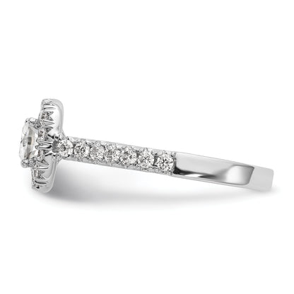 14K White Gold Halo Plus (Holds 1/2 Carat (4.8mm) Cushion Center) 3/4 Diamond Semi Mount Engagement Ring