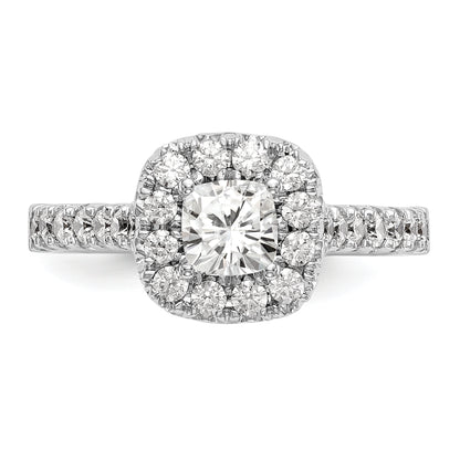 14K White Gold Halo Plus (Holds 1/2 Carat (4.8mm) Cushion Center) 3/4 Diamond Semi Mount Engagement Ring