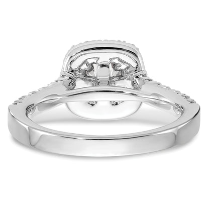 14K White Gold Halo Plus (Holds 1/2 Carat (4.8mm) Cushion Center) 3/4 Diamond Semi Mount Engagement Ring