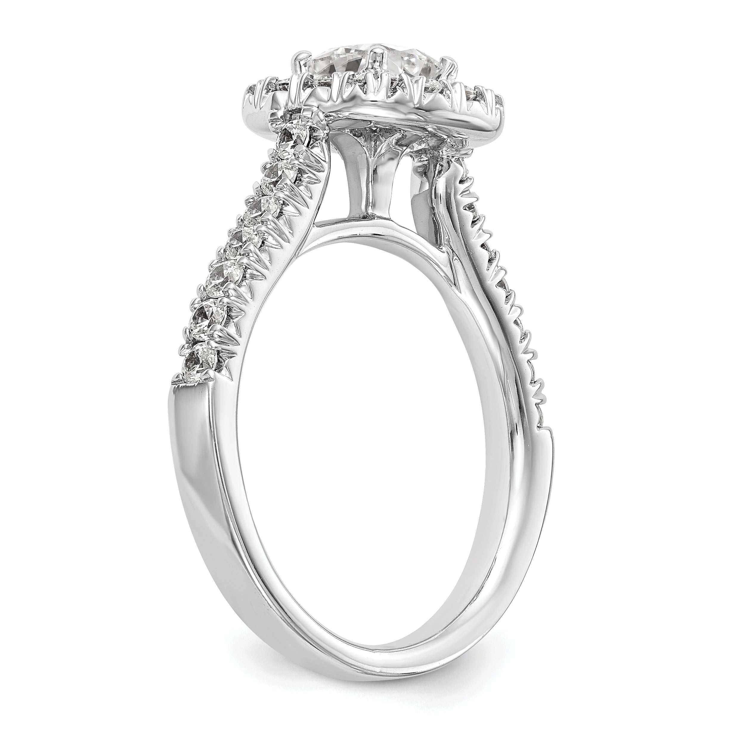 14K White Gold Halo Plus (Holds 1/2 Carat (4.8mm) Cushion Center) 3/4 Diamond Semi Mount Engagement Ring