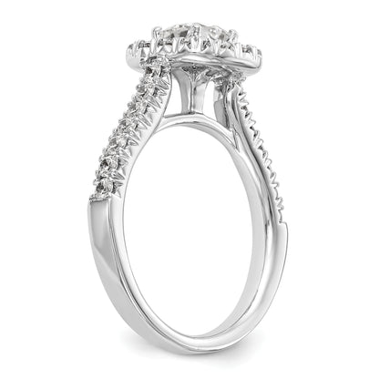 14K White Gold Halo Plus (Holds 1/2 Carat (4.8mm) Cushion Center) 3/4 Diamond Semi Mount Engagement Ring
