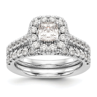 14K White Gold Halo Plus (Holds 1/2 Carat (4.8mm) Cushion Center) 3/4 Diamond Semi Mount Engagement Ring