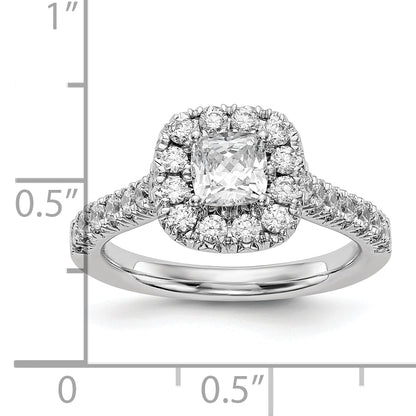 14K White Gold Halo Plus (Holds 1/2 Carat (4.8mm) Cushion Center) 3/4 Diamond Semi Mount Engagement Ring