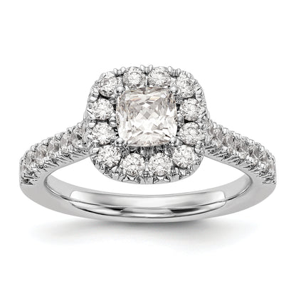 14K White Gold Halo Plus (Holds 1/2 Carat (4.8mm) Cushion Center) 3/4 Diamond Semi Mount Engagement Ring