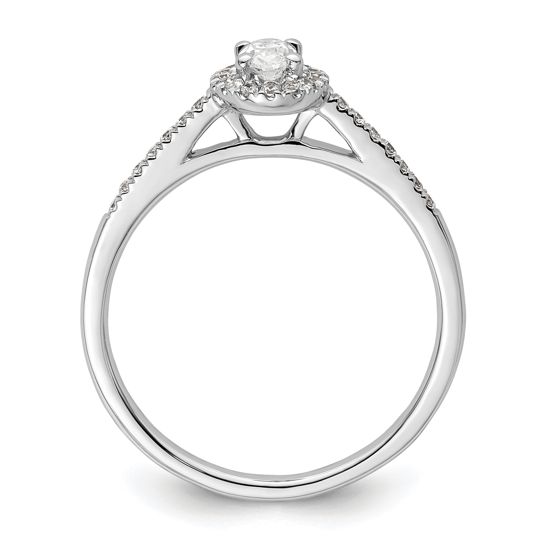 14K White Gold Halo Plus (Holds 1/4 Carat (5.0X3.5mm) Oval Center) 1/6 Diamond Semi Mount Engagement Ring