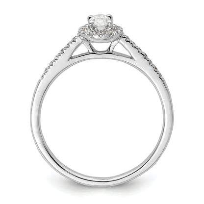 14K White Gold Halo Plus (Holds 1/4 Carat (5.0X3.5mm) Oval Center) 1/6 Diamond Semi Mount Engagement Ring