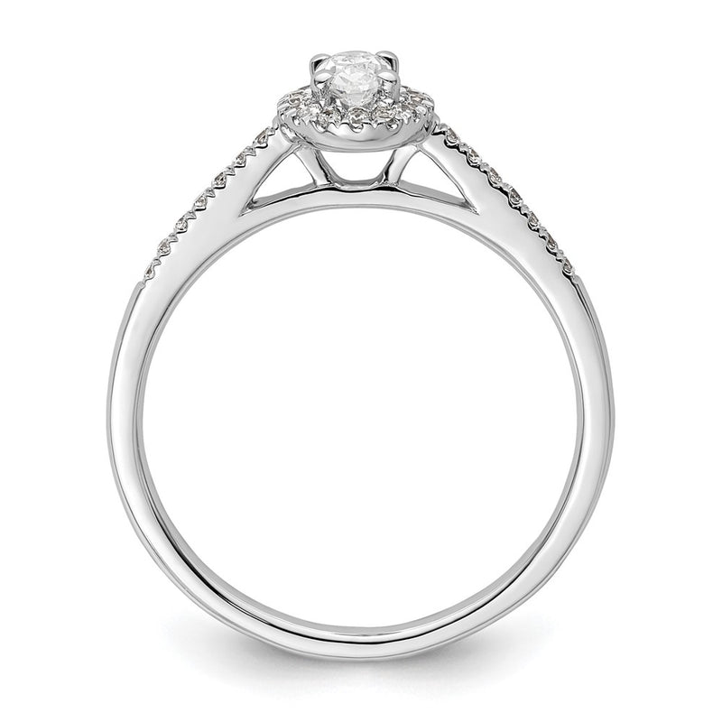 14K White Gold Halo Plus (Holds 1/4 Carat (5.0X3.5mm) Oval Center) 1/6 Diamond Semi Mount Engagement Ring