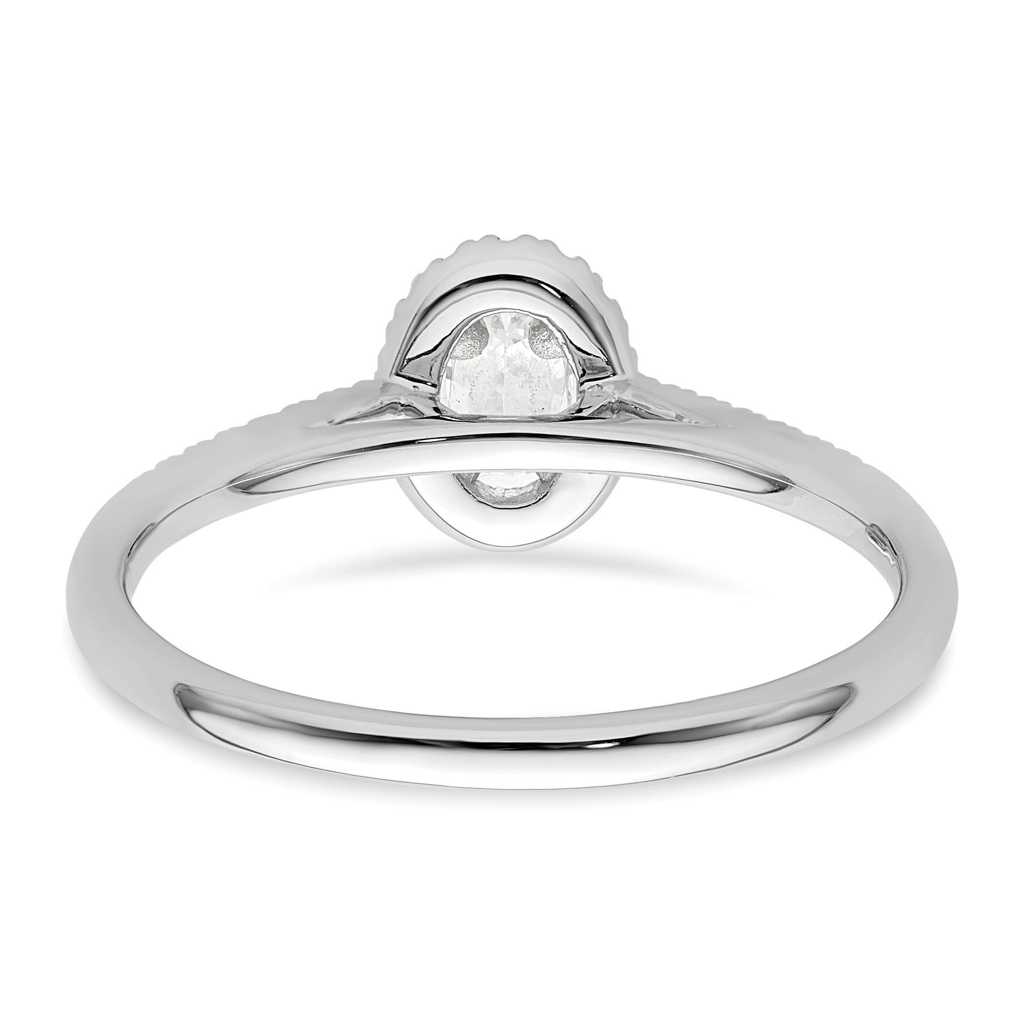 14K White Gold Halo Plus (Holds 1/4 Carat (5.0X3.5mm) Oval Center) 1/6 Diamond Semi Mount Engagement Ring