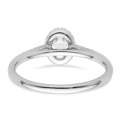 14K White Gold Halo Plus (Holds 1/4 Carat (5.0X3.5mm) Oval Center) 1/6 Diamond Semi Mount Engagement Ring