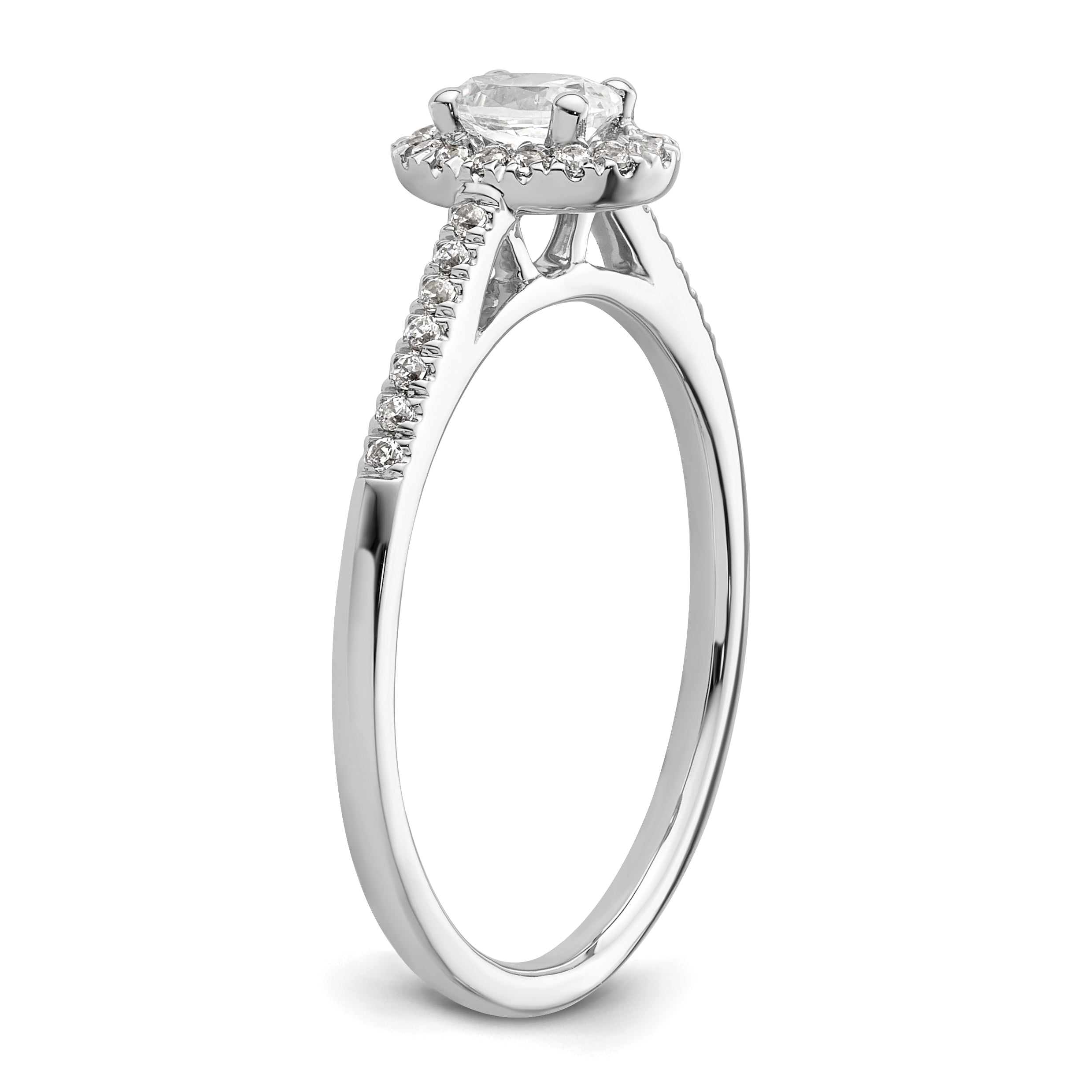 14K White Gold Halo Plus (Holds 1/4 Carat (5.0X3.5mm) Oval Center) 1/6 Diamond Semi Mount Engagement Ring