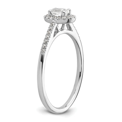 14K White Gold Halo Plus (Holds 1/4 Carat (5.0X3.5mm) Oval Center) 1/6 Diamond Semi Mount Engagement Ring