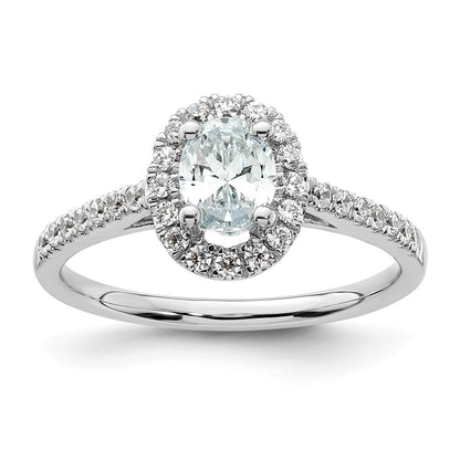 14K White Gold Halo Plus (Holds 1/2 carat (6.5x4.5mm) Oval Center) 1/3 carat Diamond Semi-Mount Engagement Ring