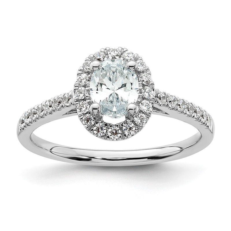14K White Gold Halo Plus (Holds 1/2 carat (6.5x4.5mm) Oval Center) 1/3 carat Diamond Semi-Mount Engagement Ring