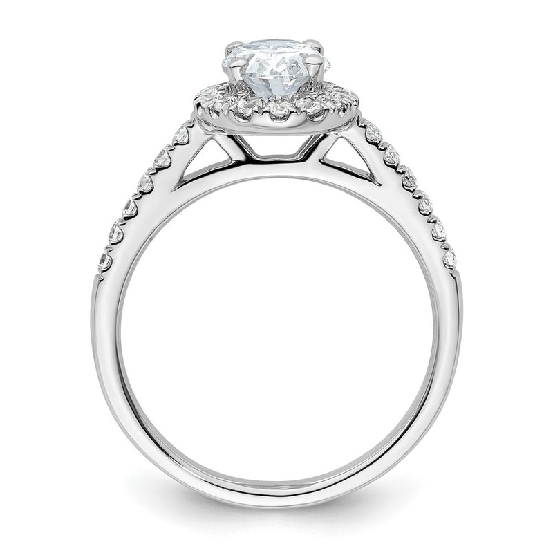 14K White Gold Halo Plus (Holds 3/4 carat (7.5x5.0mm) Oval Center) 3/8 carat Diamond Semi-Mount Engagement Ring