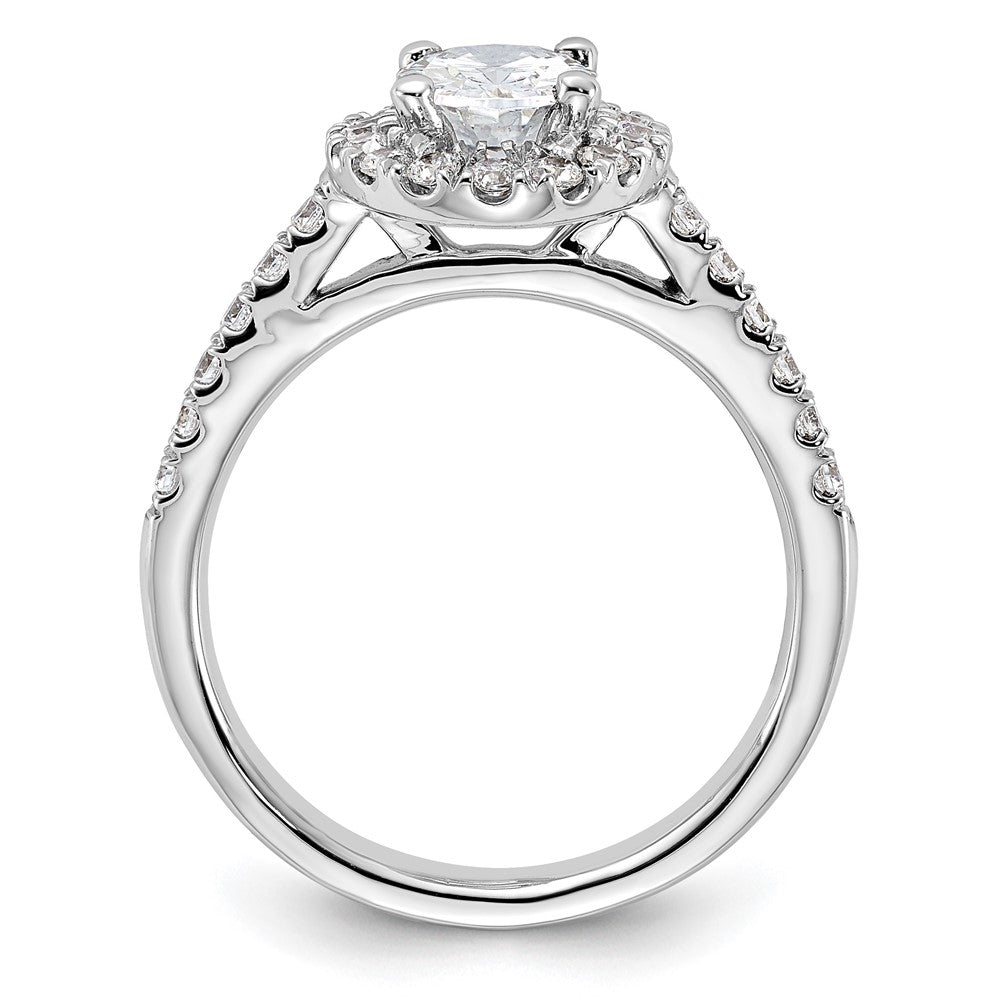 14k White Gold 1/2 Ct. Lab Grown Diamond VS/SI+ G+ 1 Ct. Center Oval Halo Engagement Ring