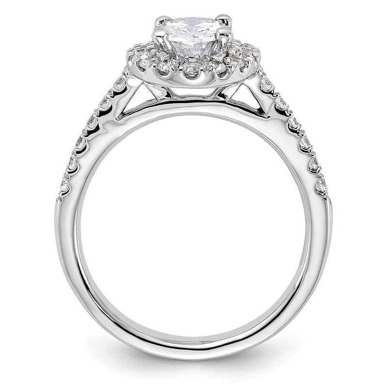 14K White Gold Halo Plus (Holds 1 carat (8.0x5.5mm) Oval Center) 1/2 carat Diamond Semi-Mount Engagement Ring