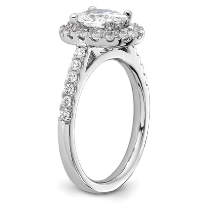 14k White Gold 1/2 Ct. Lab Grown Diamond VS/SI+ G+ 1 Ct. Center Oval Halo Engagement Ring