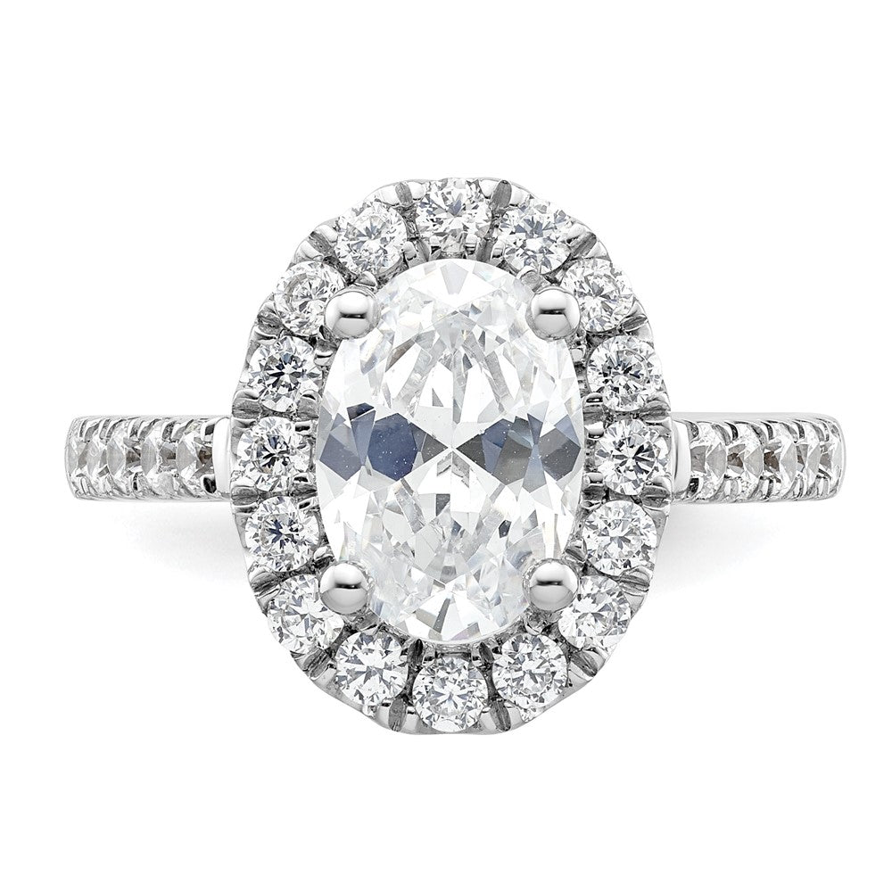 14K White Gold Halo Plus (Holds 2 carat (10.2x7.0mm) Oval Center) 7/8 carat Diamond Semi-Mount Engagement Ring