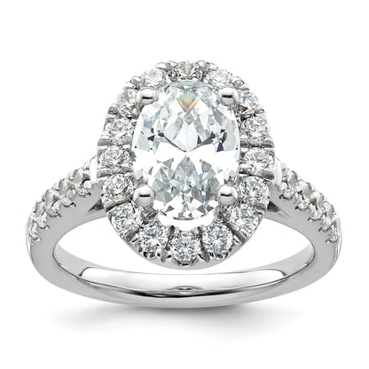 14k White Gold 7/8 Ct. Lab Grown Diamond VS/SI+ G+ 2 Ct. Center Oval Halo Engagement Ring