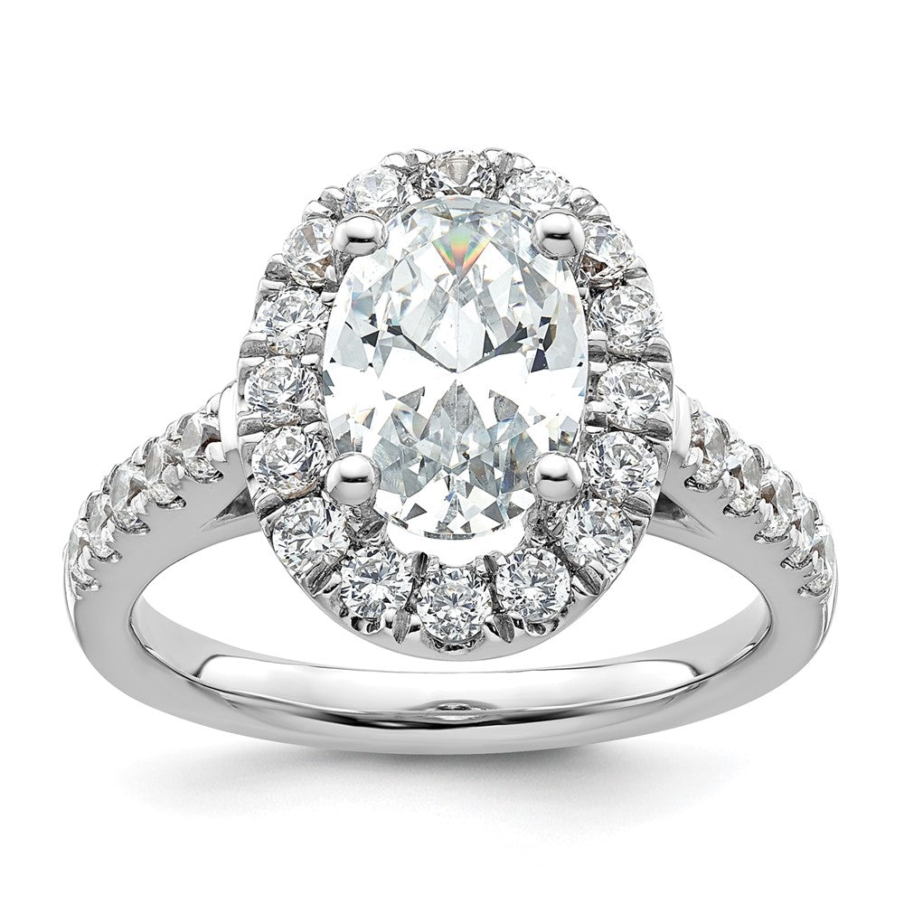 14K White Gold Halo Plus (Holds 2 carat (10.2x7.0mm) Oval Center) 7/8 carat Diamond Semi-Mount Engagement Ring