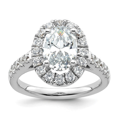 14K White Gold Halo Plus (Holds 2 carat (10.2x7.0mm) Oval Center) 7/8 carat Diamond Semi-Mount Engagement Ring