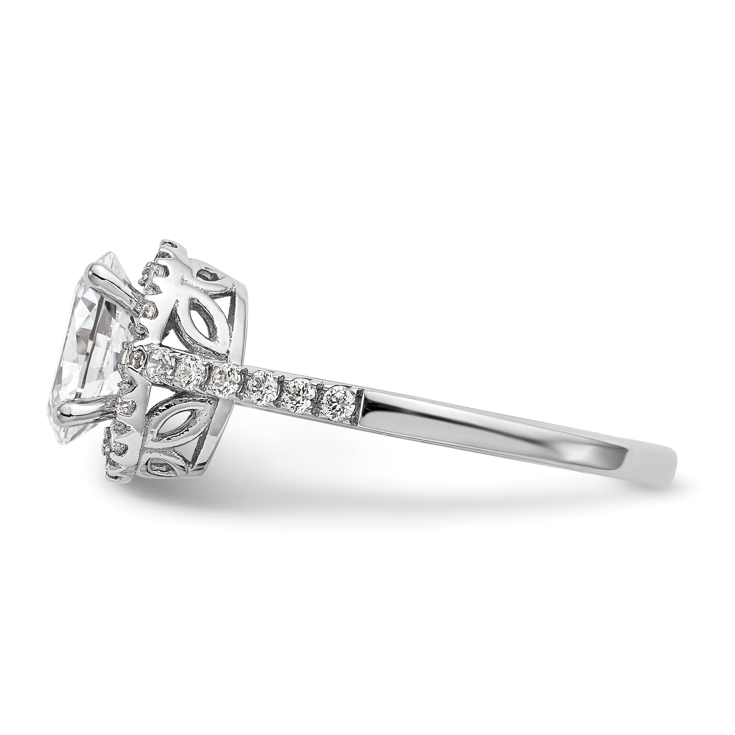 14K White Gold Halo Plus (Holds 1 Carat (7X5mm) Oval Center) 1/4 Diamond Semi Mount Engagement Ring