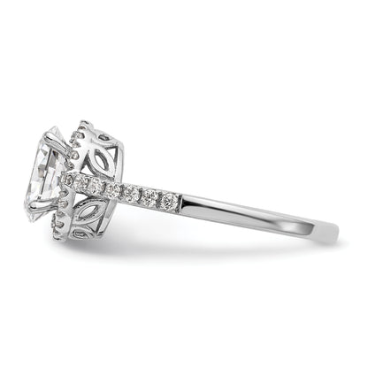 14K White Gold Halo Plus (Holds 1 Carat (7X5mm) Oval Center) 1/4 Diamond Semi Mount Engagement Ring