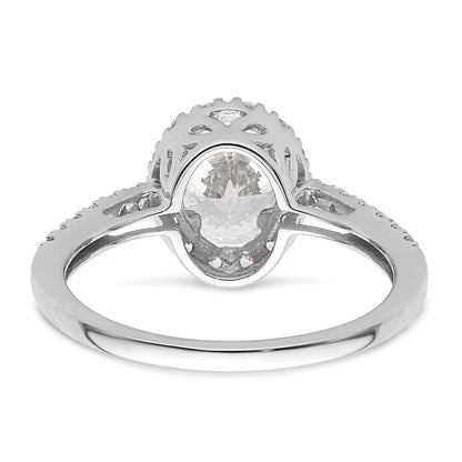 14K White Gold Halo Plus (Holds 1.25 carat (8.5x6.0mm) Oval Center) 3/8 carat Diamond Semi-Mount Engagement Ring