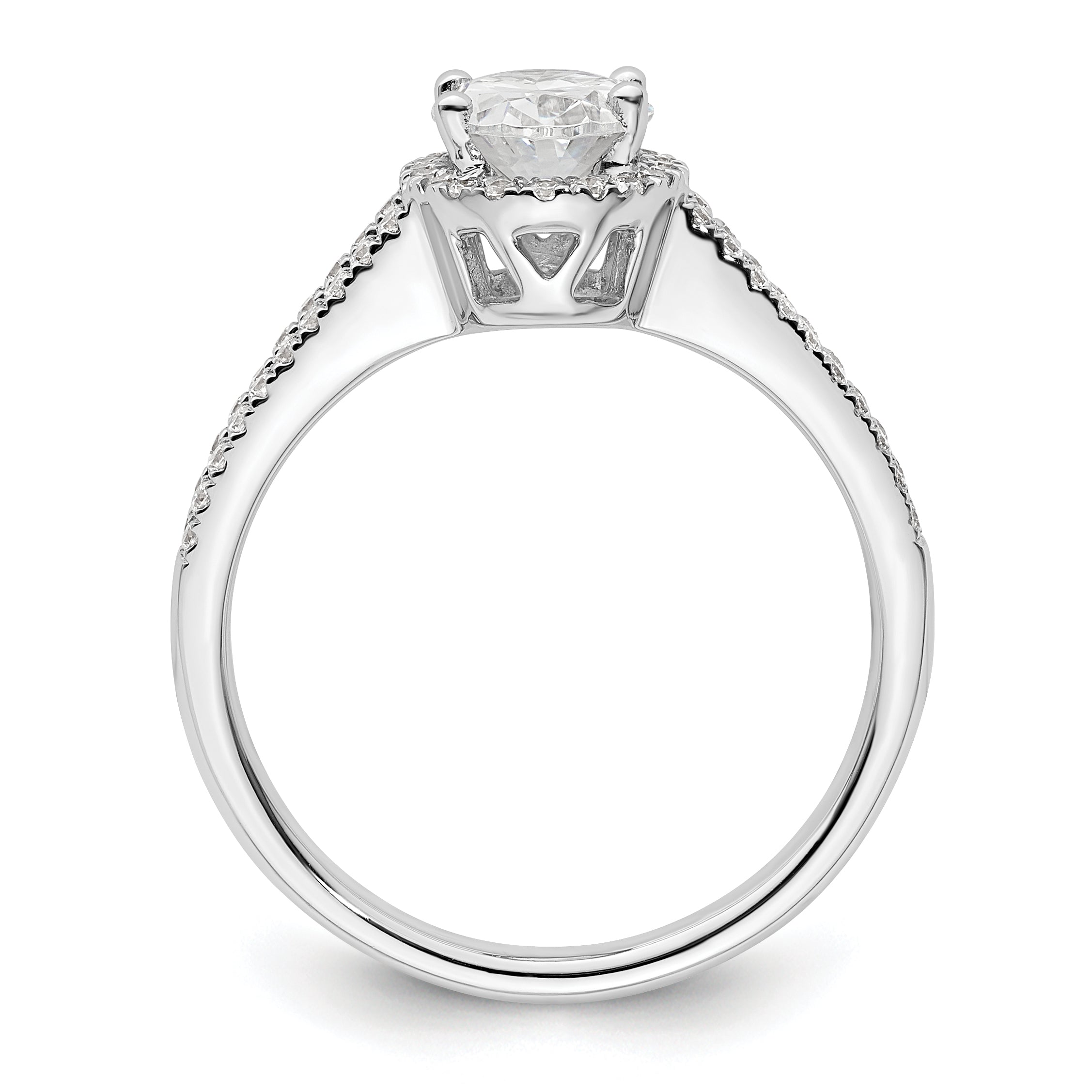 14K White Gold Halo Plus (Holds 3/4 Carat (7.5X5.0mm) Oval Center) 1/3 Diamond Semi Mount Engagement Ring