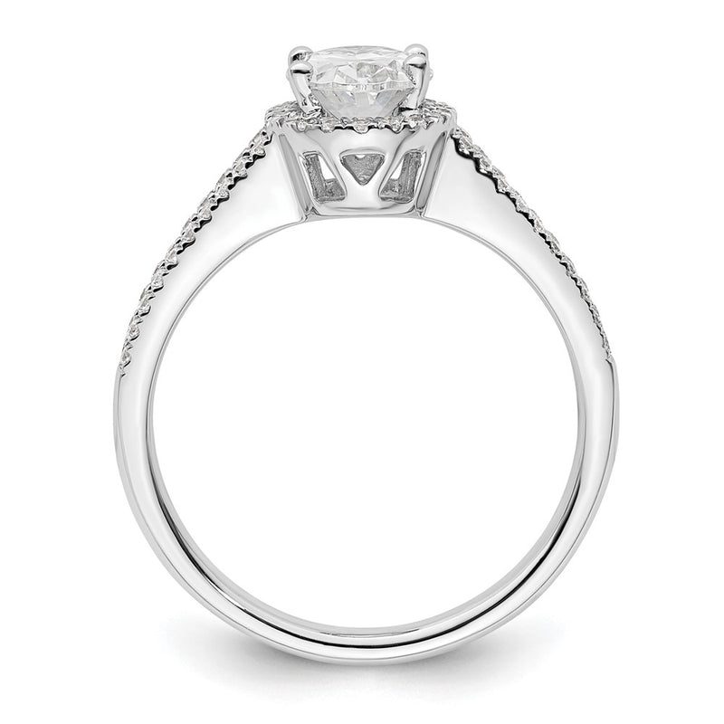 14K White Gold Halo Plus (Holds 3/4 Carat (7.5X5.0mm) Oval Center) 1/3 Diamond Semi Mount Engagement Ring