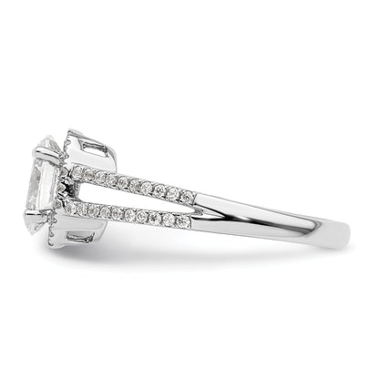 14K White Gold Halo Plus (Holds 3/4 Carat (7.5X5.0mm) Oval Center) 1/3 Diamond Semi Mount Engagement Ring