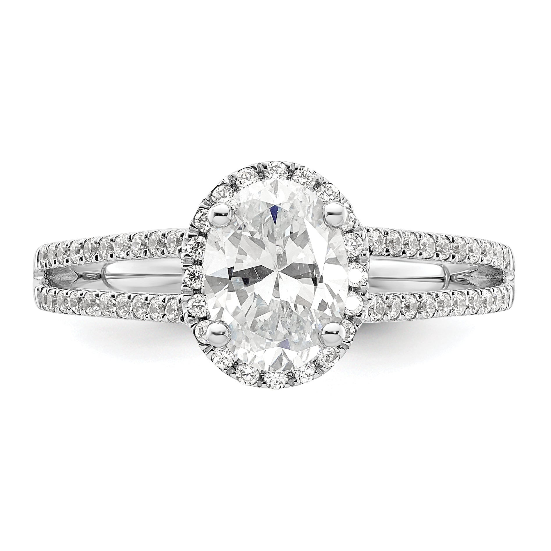 14K White Gold Halo Plus (Holds 3/4 Carat (7.5X5.0mm) Oval Center) 1/3 Diamond Semi Mount Engagement Ring