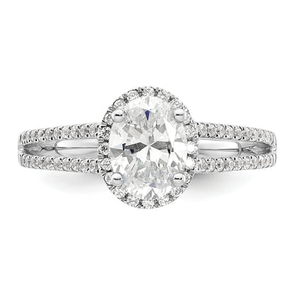 14K White Gold Halo Plus (Holds 3/4 Carat (7.5X5.0mm) Oval Center) 1/3 Diamond Semi Mount Engagement Ring