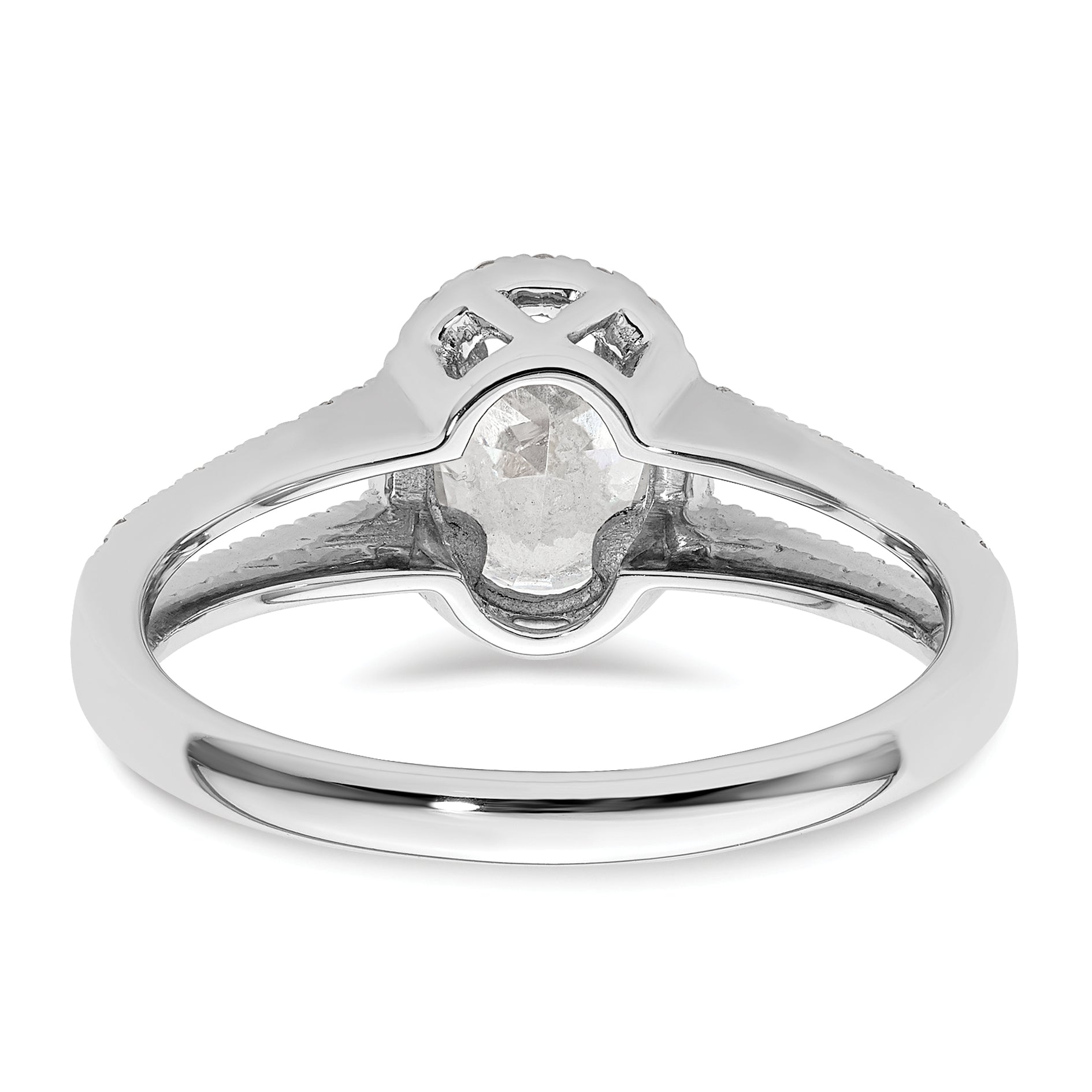 14K White Gold Halo Plus (Holds 3/4 Carat (7.5X5.0mm) Oval Center) 1/3 Diamond Semi Mount Engagement Ring