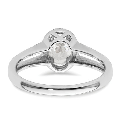 14K White Gold Halo Plus (Holds 3/4 Carat (7.5X5.0mm) Oval Center) 1/3 Diamond Semi Mount Engagement Ring