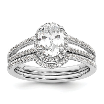 14K White Gold Halo Plus (Holds 3/4 Carat (7.5X5.0mm) Oval Center) 1/3 Diamond Semi Mount Engagement Ring
