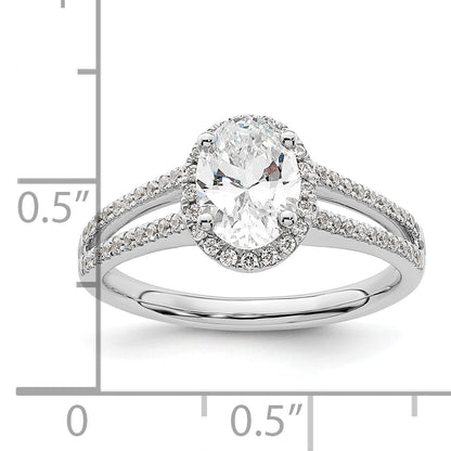 14K White Gold Halo Plus (Holds 3/4 Carat (7.5X5.0mm) Oval Center) 1/3 Diamond Semi Mount Engagement Ring