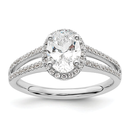 14K White Gold Halo Plus (Holds 3/4 Carat (7.5X5.0mm) Oval Center) 1/3 Diamond Semi Mount Engagement Ring
