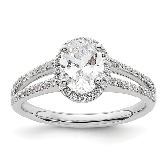 14K White Gold Halo Plus (Holds 3/4 Carat (7.5X5.0mm) Oval Center) 1/3 Diamond Semi Mount Engagement Ring
