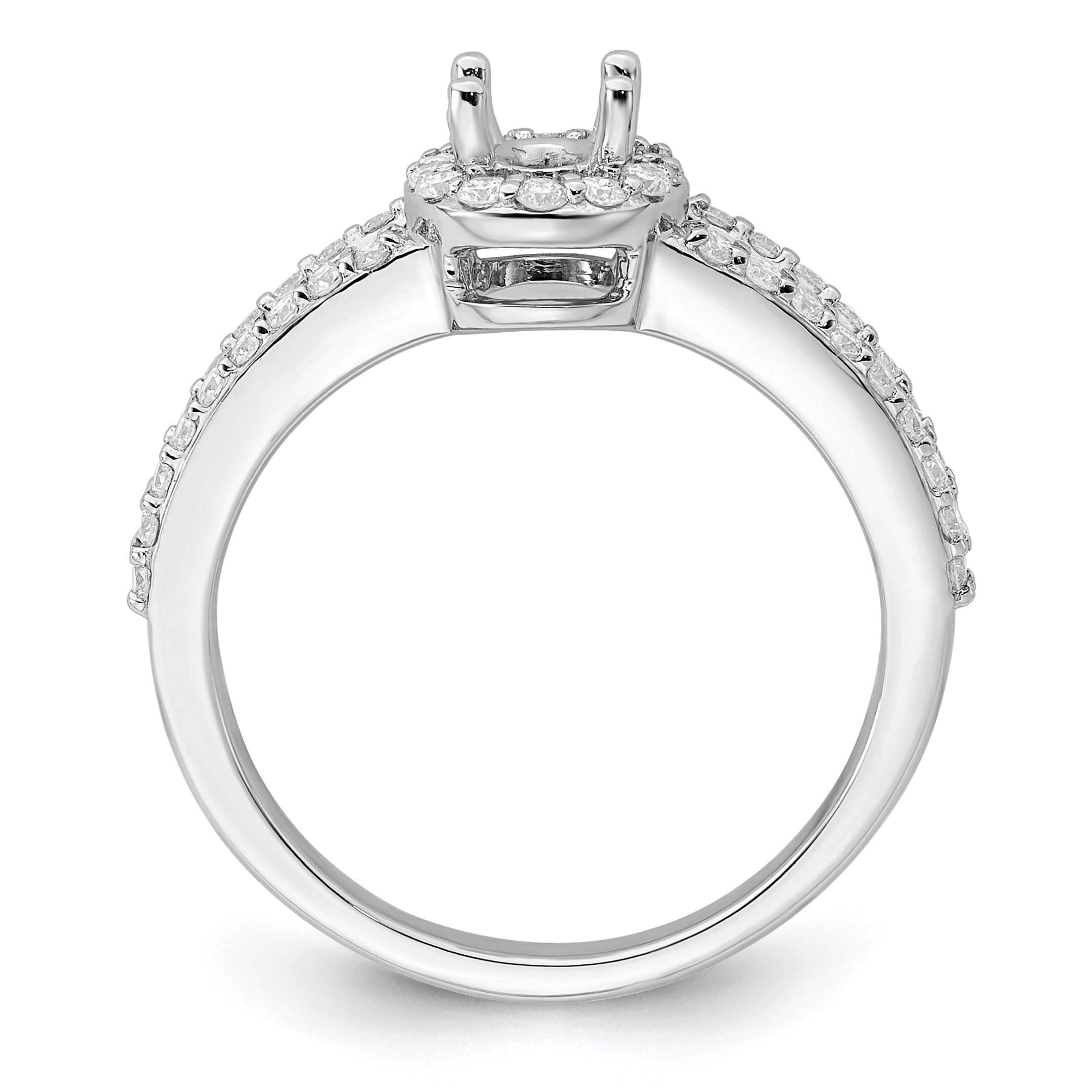 14K White Gold Halo Plus (Holds 1/2 Carat (6X4mm) Oval Center) Diamond Semi Mount Engagement Ring