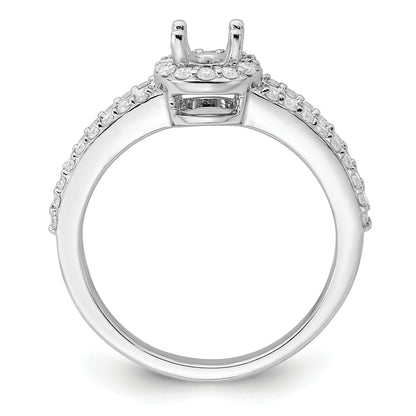 14K White Gold Halo Plus (Holds 1/2 Carat (6X4mm) Oval Center) Diamond Semi Mount Engagement Ring