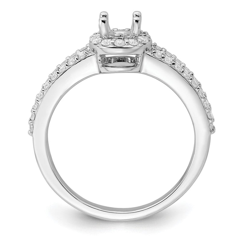 14K White Gold Halo Plus (Holds 1/2 Carat (6X4mm) Oval Center) Diamond Semi Mount Engagement Ring
