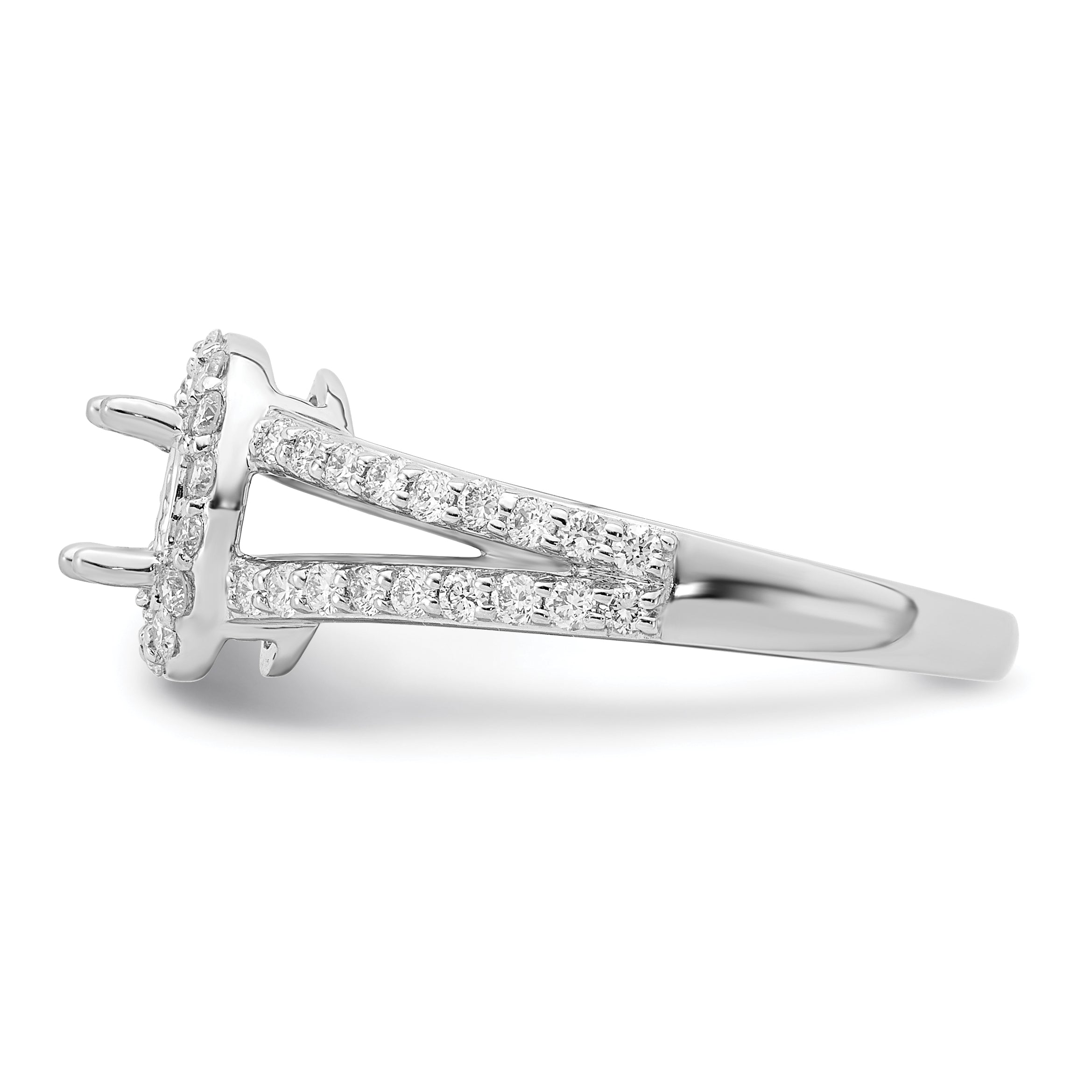 14K White Gold Halo Plus (Holds 1/2 Carat (6X4mm) Oval Center) Diamond Semi Mount Engagement Ring